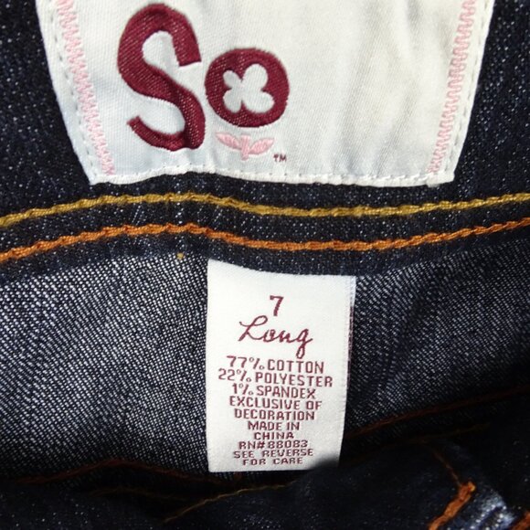 So Juniors Low Rise Flare Jean Size 7 Long - Picture 5 of 8